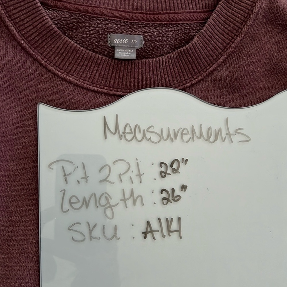 aerie Oversized Crewneck Sweatshirt Rusty Maroon Color Sz Sm - Picture 5 of 5